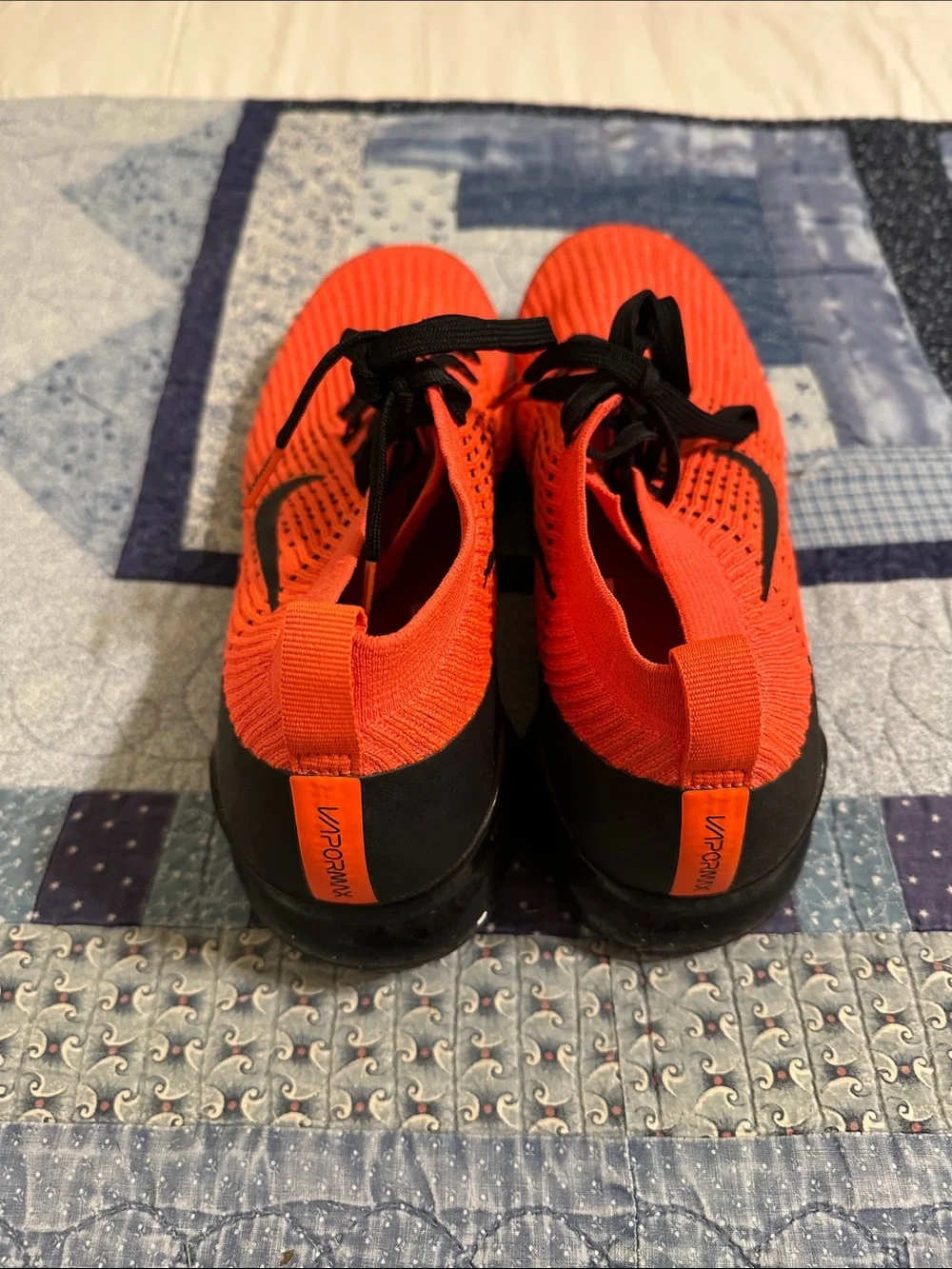 Nike VaporMax Knit Sneakers in Bright Orange and Black